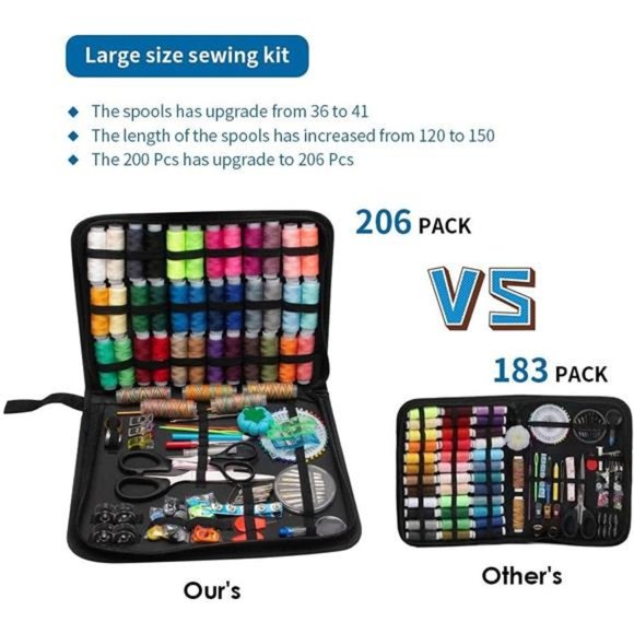 Sewing Kit for Adults 206 Pcs Thread and Needle Kit 41 XL Upgrade Spools - Picture 5 of 6